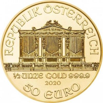 Zlatá minca Viedenskí filharmonici 1/2 Oz - 2024