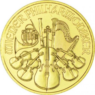 Zlatá minca Viedenskí filharmonici 1/4 Oz rôzne roky