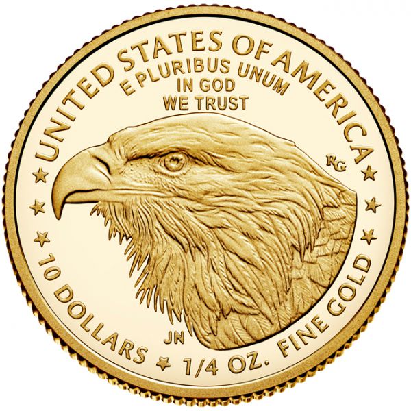 Zlatá mince 2021 American Eagle - nový design! 1/4 Oz PP