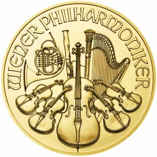 Zlatá minca Viedenskí filharmonici 1 oz - rôzne roky