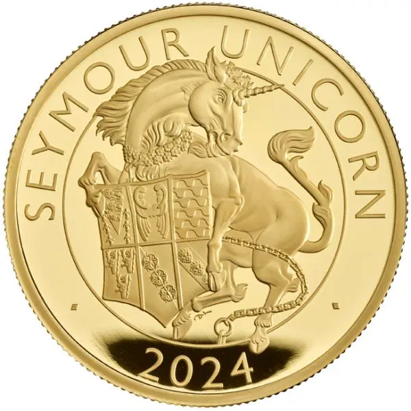 Zlatá minca 1 Oz Tudorovské zvieratá Seymour Unicorn v etuji | 2024