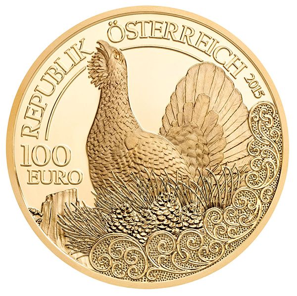 100 Euro Zlatá mince Lesní zvěř - Tetřev PP