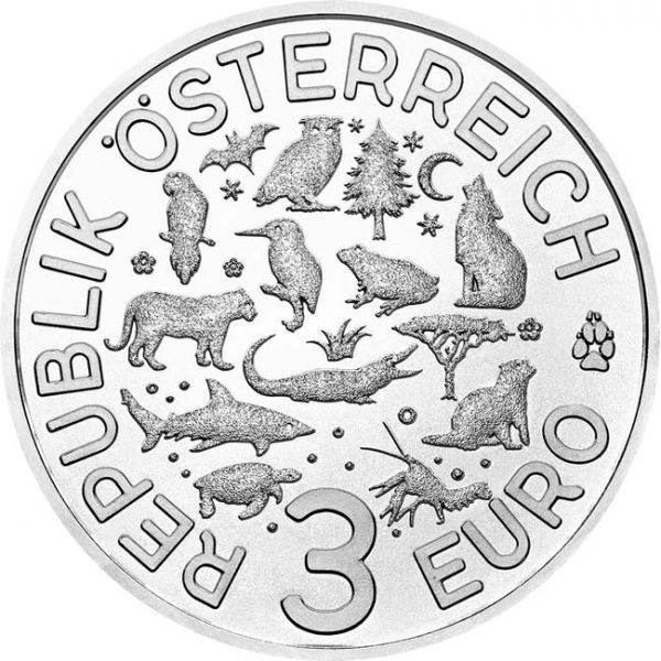 3 Euro Stříbrná mince Žralok