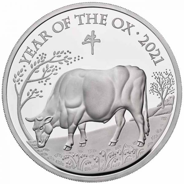 Lunární bůvol 2021, 5 oz stříbra
