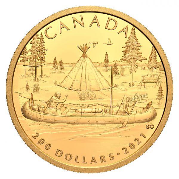 200 dolar Zlatá mince Obchod s kožešinami - 4. vydání ze série Raná historie Kanady