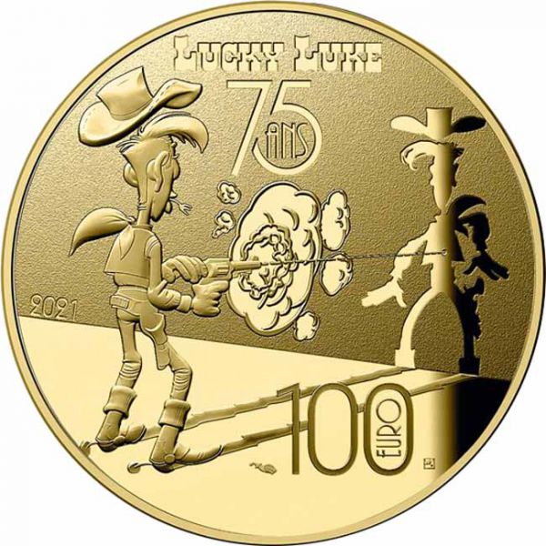 Zlatá mince - 75 let Lucky Luke 1/2 Oz               