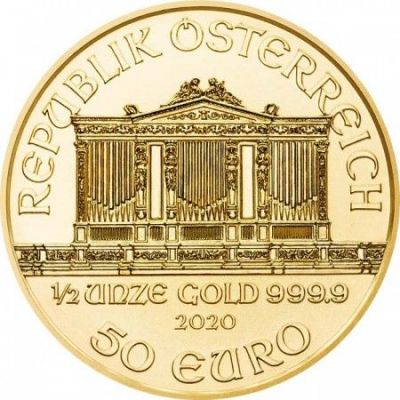 Zlatá minca Viedenskí filharmonici 1/2 Oz - 2023