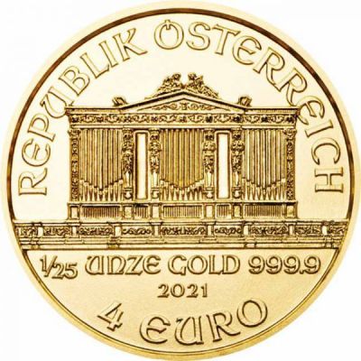 Zlatá minca Viedenskí filharmonici 1/25 Oz - 2021