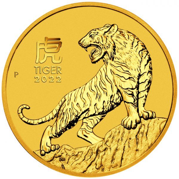 Zlatá minca rok Tigra 1/2 Oz 2022