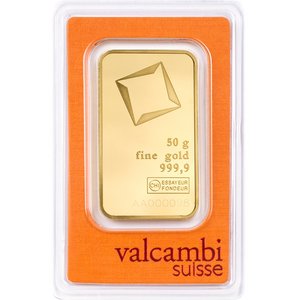 Zlatý zliatok Valcambi 50 g