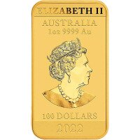 Zlatá obdĺžniková minca Perth Mint 1 Oz - Drak 2022