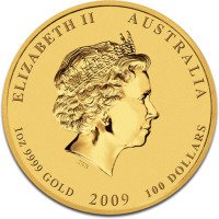 Zlatá minca Lunárná séria II Rok Býka  1 Oz 2009
