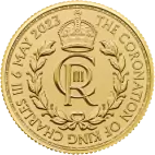 Zlatá korunovačná minca Británie Charles III 2023 - 1/4 oz