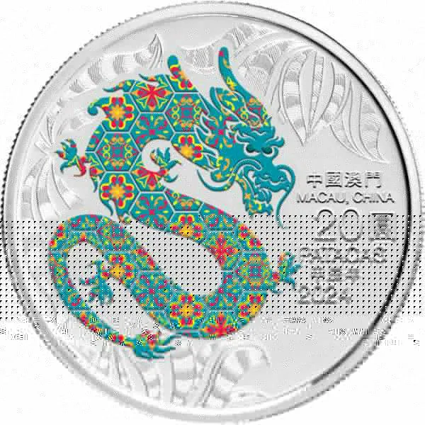 Čínský lunární drak 2024 v barvě, 1 oz stříbra