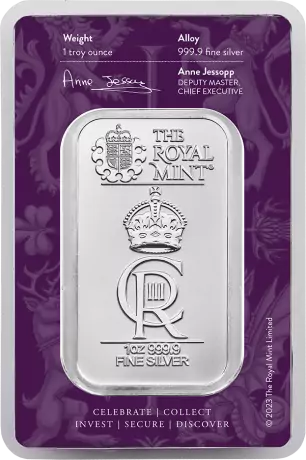 Strieborný zliatok Britská královská mincovna - Oslava 2023, 1 oz
