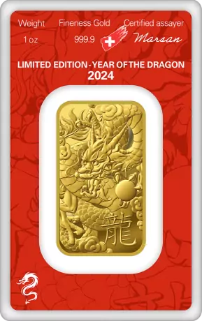 Zlatý zliatok Argor Heraeus 1 oz - Rok draka 2024