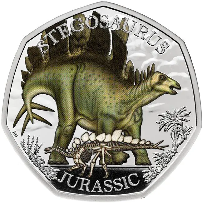 Stegosaurus v barvě, 8 g stříbra v etuji