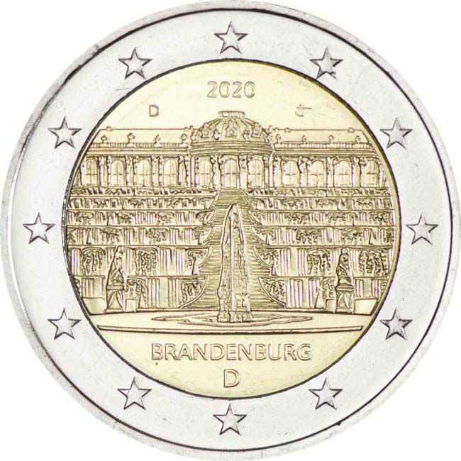 Braniborsko - Zámek Sanssouci - D, CuNi