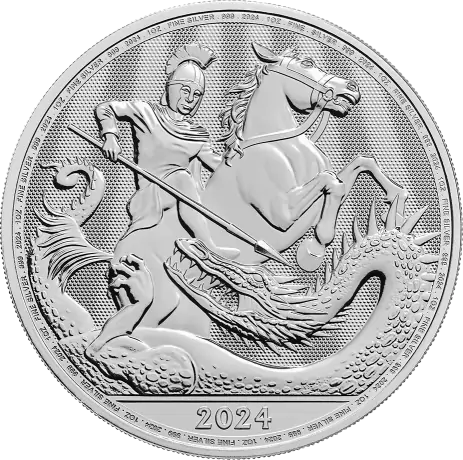 Strieborná minca Sv. Jiří a Drak 2024 - Britská královská mincovna, 1 oz