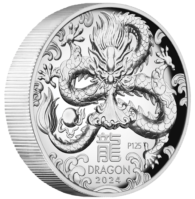Lunární drak 2024 v etuji - Perth Mint, 1 oz stříbra 