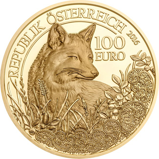 Liška, 16 g zlatá mince
