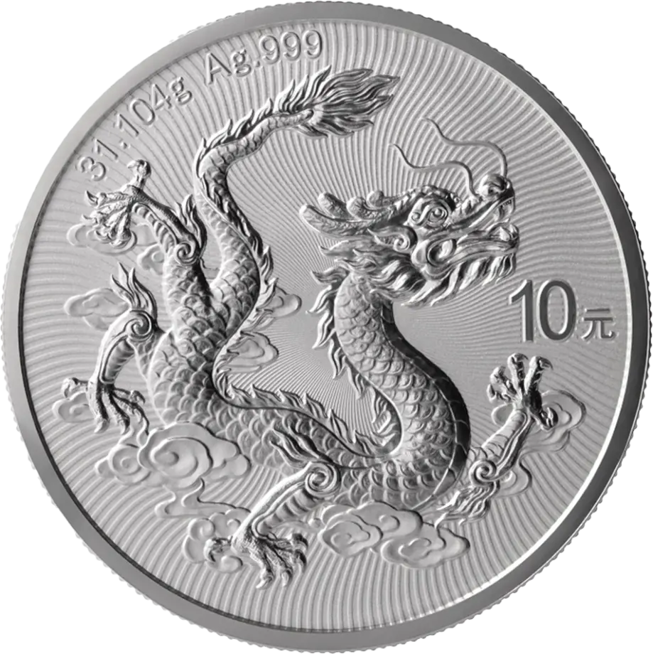 Strieborná minca Čínský drak 2025, 1 oz