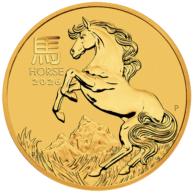 Zlatá minca Rok koňa 2026  2 Oz
