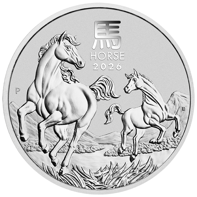 Strieborná mince Rok koňa 2026 5 Oz
