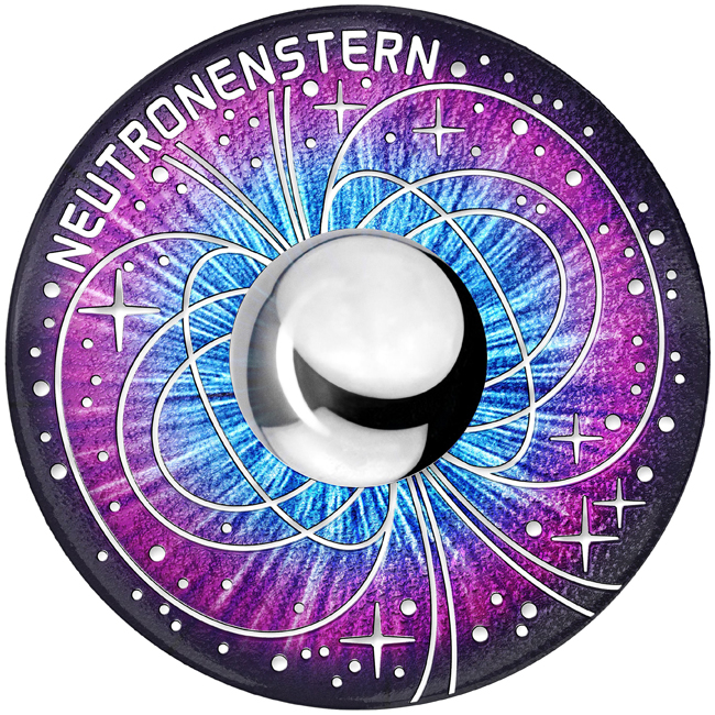Neutronová hvězda 2023, stříbrná mince v etuji, 22 g