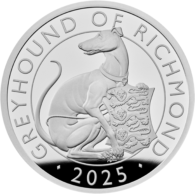 Tutorovská zvířata - Greyhound of Richmond 2025, 1 oz stříbra v etuji