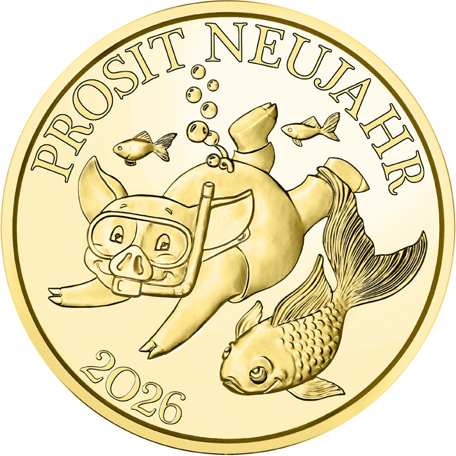 Šťastný žeton 2026, stříbrná mince pozlacená