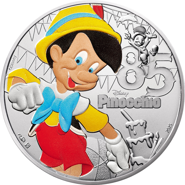 Pinocchio,stříbrná mince v blistru