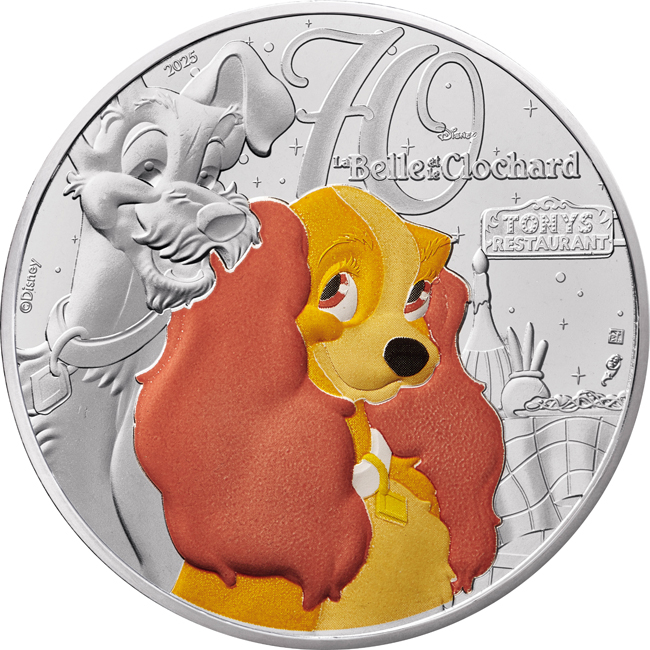 Lady a Tramp, stříbrná mince v blistru