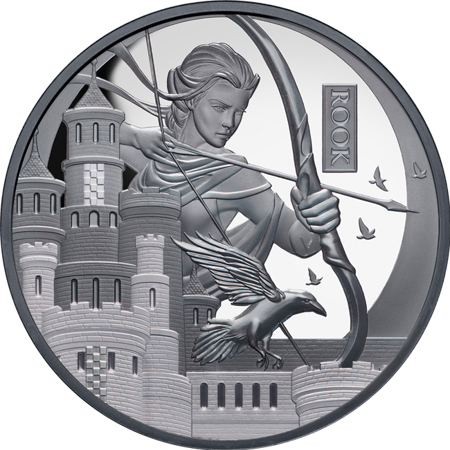 Šachy: Věž, 1 oz stříbra v etuji