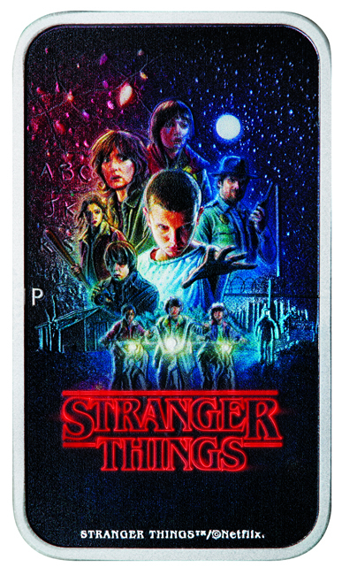 Stranger Things 2026 - 1. série, stříbrná obdélníková mince v etuji
