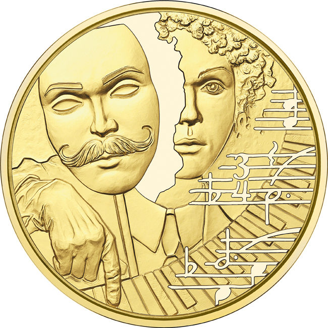 Hilde Loewe - rakouská pianistka, zlatá mince v etuji, 1/4 oz