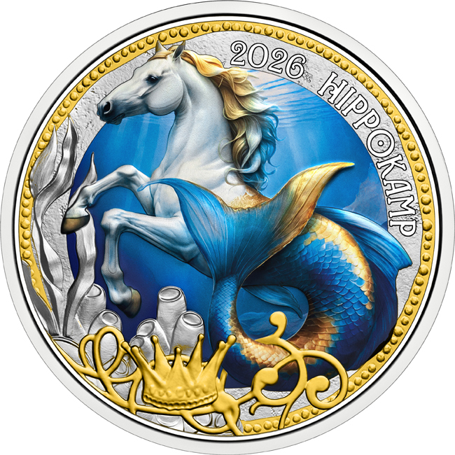 Hippocampus - mytologický mořský kůň, mince CuNi
