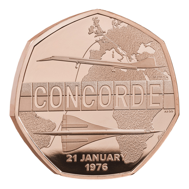 Concorde - 50. výročí, Velká Británie, zlatá mince v etuji, 14 g