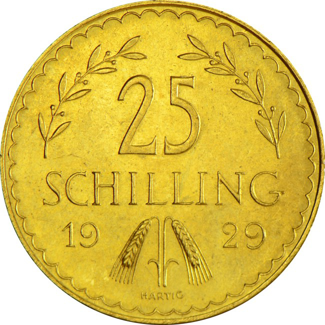 Zlatá minca 25 Schilling První republika 1926-1931