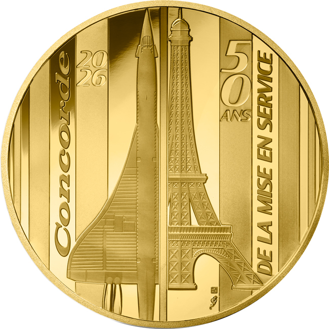Concorde - 50. výročí, Francie, zlatá mince v etuji, 1 oz