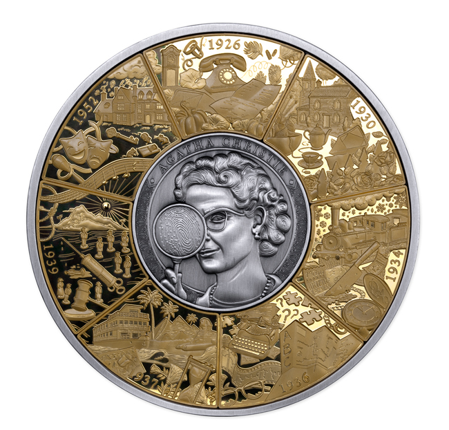 Agatha Christie 2026, stříbrná mince v etuji, 5 oz