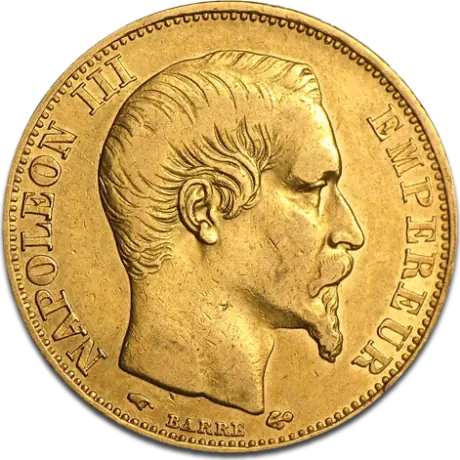 Zlatá minca 20 franků Napoléon III (bez venca) - rôzne roky, Francúzsko