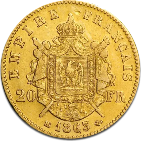 Zlatá minca 20 franků Napoléon III (bez venca) - rôzne roky, Francúzsko