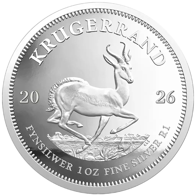 Krugerrand 2026, stříbrná mince v etuji, 1 oz