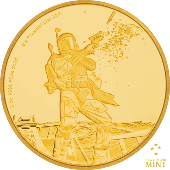 Zlatá mince Hvězdné války 1 Oz - Boba Fett PP
