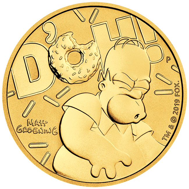 Simpsons: Homer 2029, zlatá mince v kapsli, 1 oz