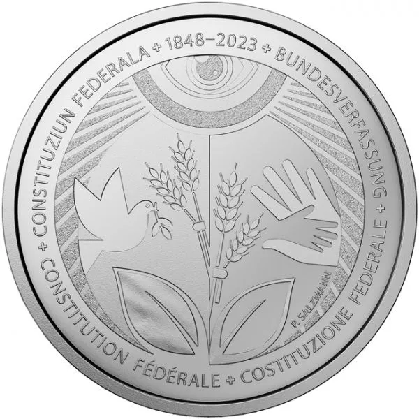 Švýcarská federální ústava 2023, stříbrná mince v etuji, 1 oz