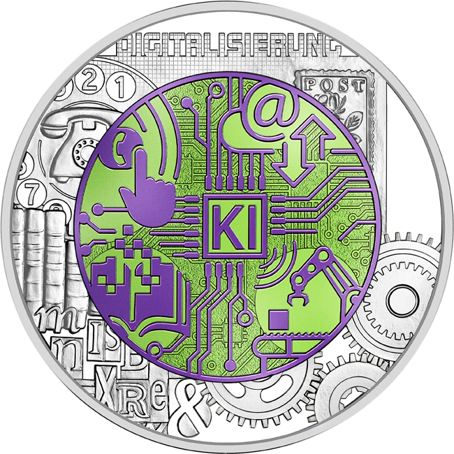 Digitalizace, stříbro/ niobová mince v etuji, 16 g