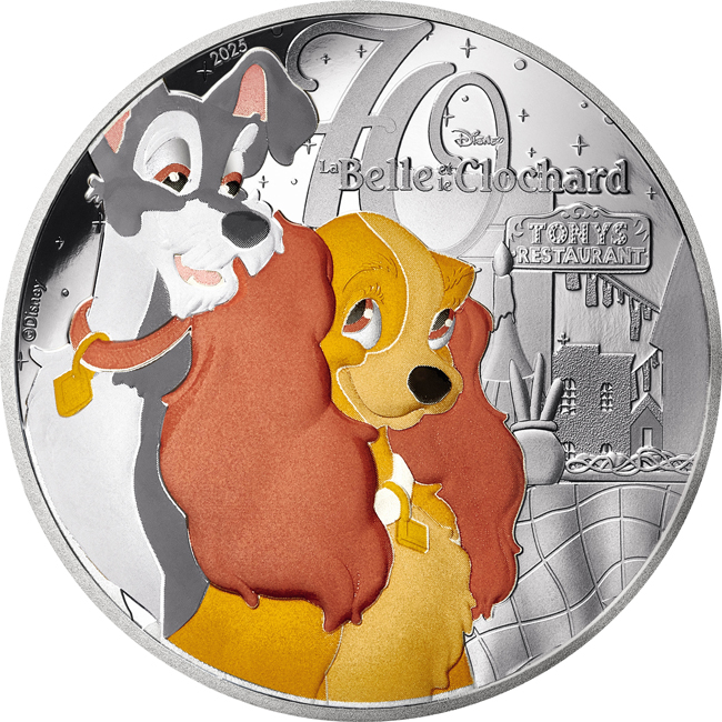 Lady a Tramp, stříbrná mince v etuji