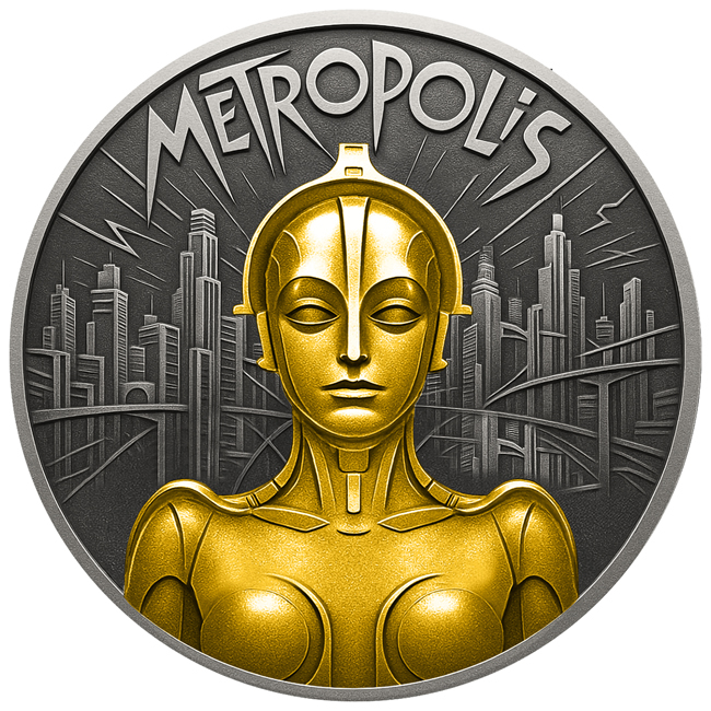 Klasiky němého filmu: Metropolis 2025 (2. emise), stříbrná mince v etuji, 1 oz